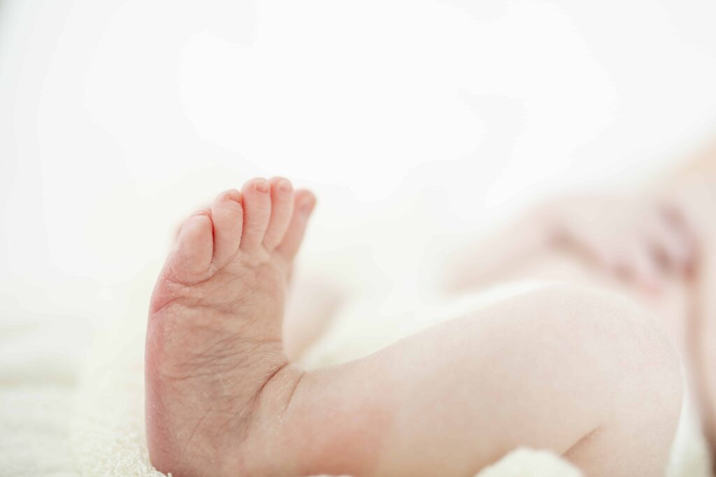side profile of newborn feet