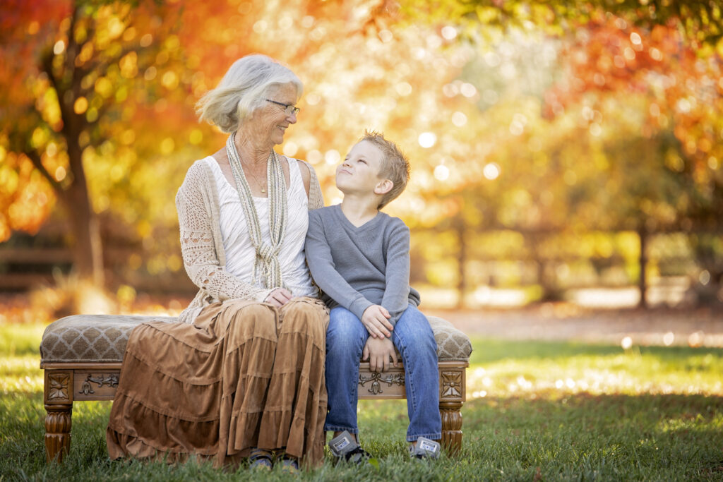 boy looking at his grandma