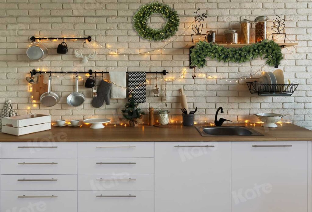 Christmas kitchen backdrop